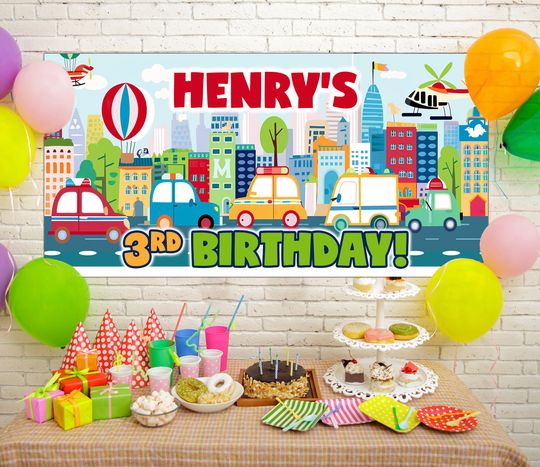Discover Transportation Birthday Banner, Truck Car Theme Birthday Name Banner Banner