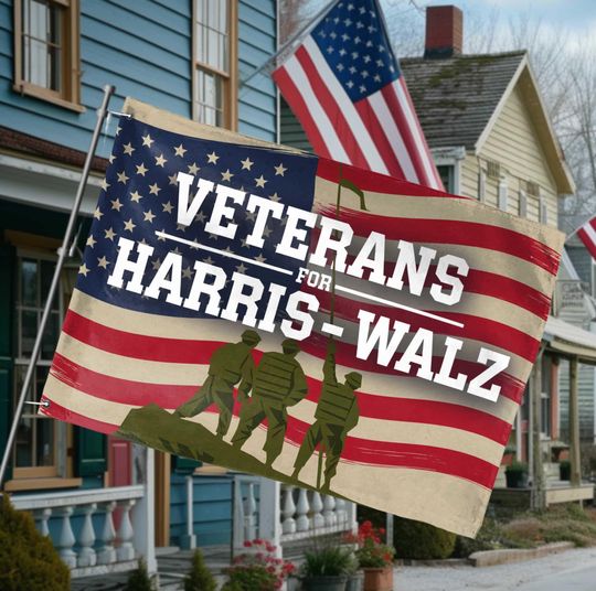 Discover Veteran For Harris Walz 2024 Flag, Harris For President, Democrat Flag