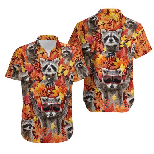 Discover Racoon Turkey Thanksgiving Hawaiian Shirt
