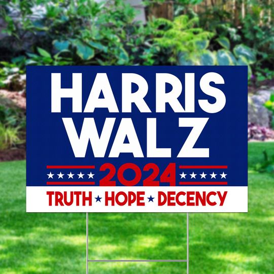 Discover Kamala Harris 24 Stop Project 2025 Yard Sign With H Stake, President Kamala Harris 2024