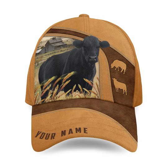 Discover Custom Name Black Angus Cattle Cap