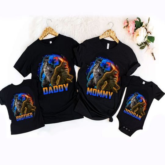 Discover Personalized god zilla And Kong Birthday Shirt, Family god zilla Shirt