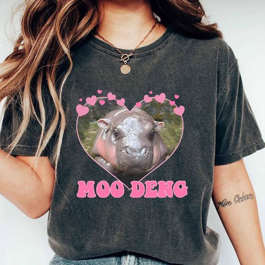 Discover Moo Deng Bouncy Pig in Thailand Baby Hippo Khao Kheow Open Zoo T-Shirt, Cute Moo Deng Shirt
