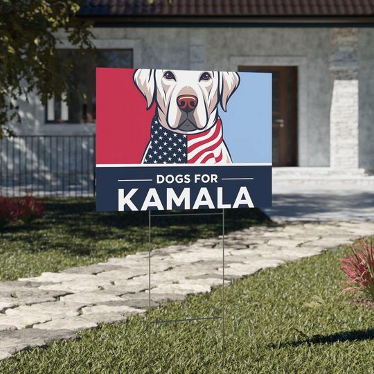 Discover Dogs For Harris Walz Yard Sign, Harris For President, Democrat Garden Sign, Political Sign