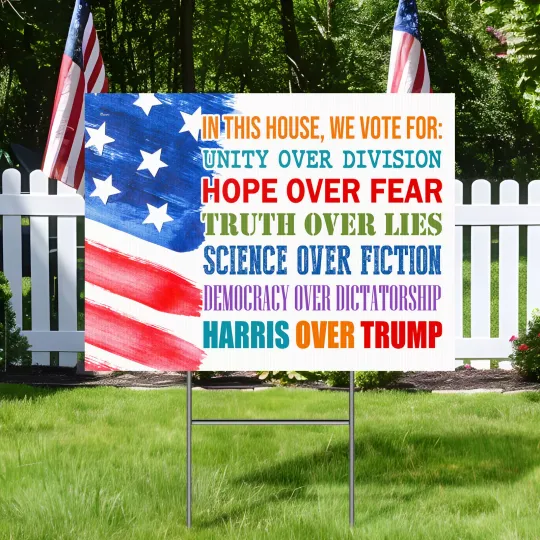Discover In This House We Vote For Kamala Harris 2024 Yard Sign