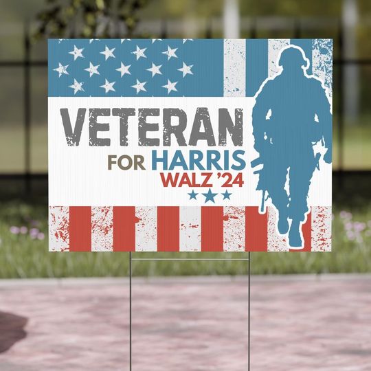 Discover Veteran for Harris '24 Yard Sign, Veterans Day gift, Save Democracy