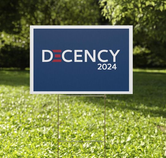 Discover Decency Plastic Yard Sign, Kamala Harris, Kamala 2024, Democracy on the Line