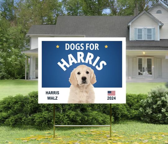Discover Dogs for Harris Yard Sign | Golden Retriever Puppy 2024 Campaign Support for Kamala Walz