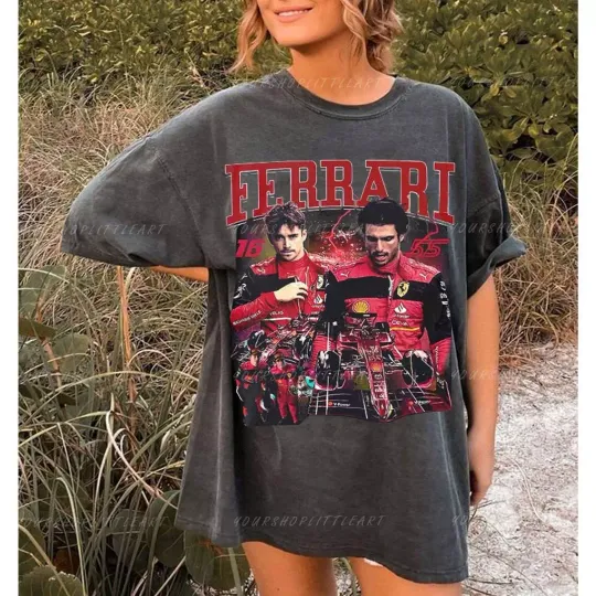 Discover Charles Leclerc 90s Vintage Racing Tshirt Bootleg