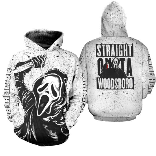 Discover Personalized Horror Scream Ghostface Straight Outta Woodsboro Hoodie 3D