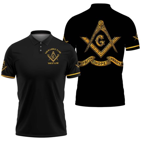 Discover Customize Name, Lodge Name and Number Men Freemasonry 3D All Over Print Polo Shirt