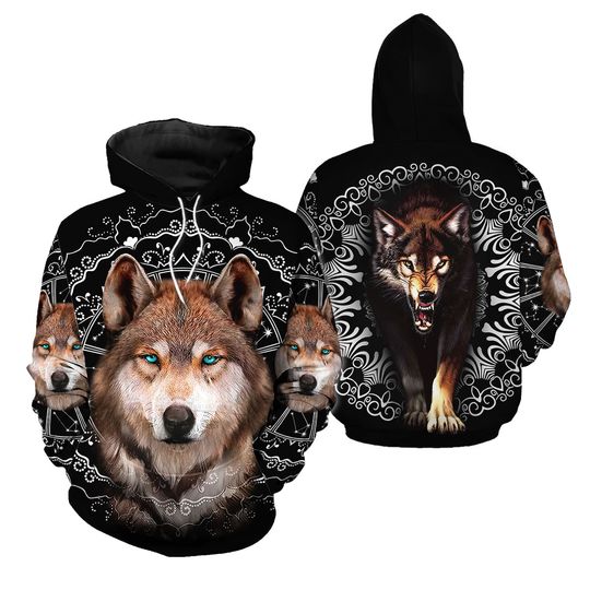 Discover Awesome Wolf Hoodie 3D Graphic Novelty Themed Hoodie