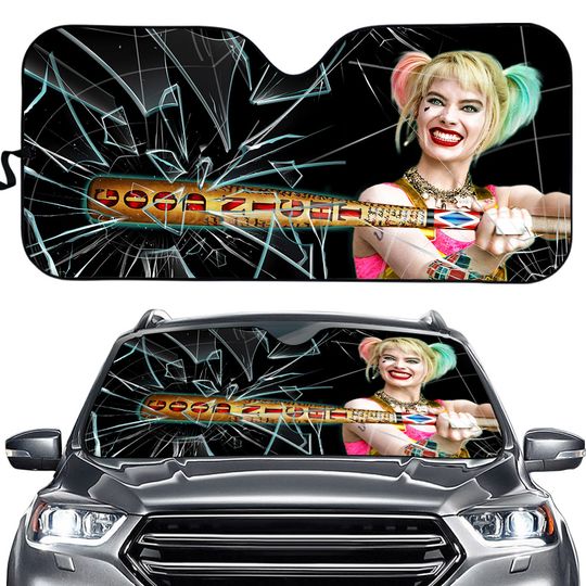 Discover Harley Quinn Car Auto Sun Shade Broken Windshield Funny Gift