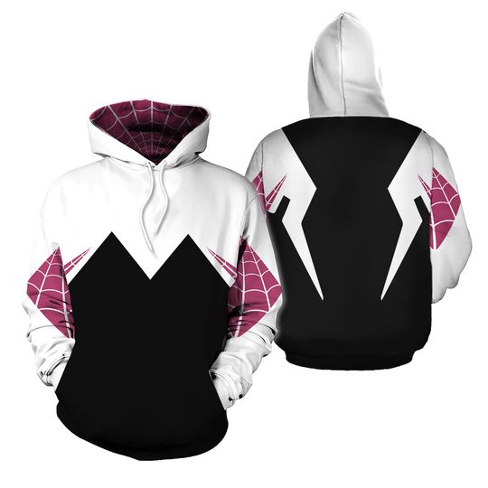 Discover Spider Halloween Costume Hoodie, Gwen Stacy Cosplay Costume 3D Hoodie