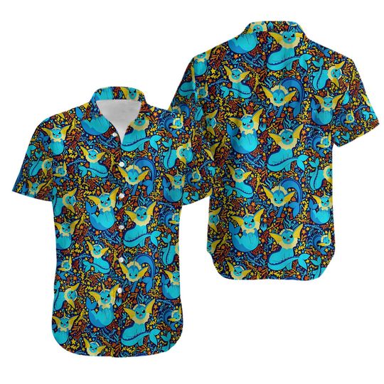 Discover Vaporeon Water Hawaiian Button-Up Shirt
