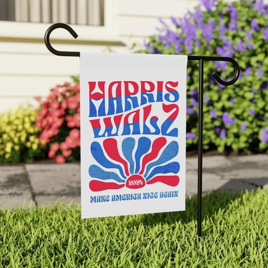 Discover Harris Walz 2024 Flag Kamala Harris 2024 Vintage Boho garden Flag