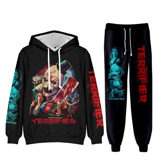Discover Terrifier Art The Clown Hoodie Joggers Sets, Halloween Horror Outfits