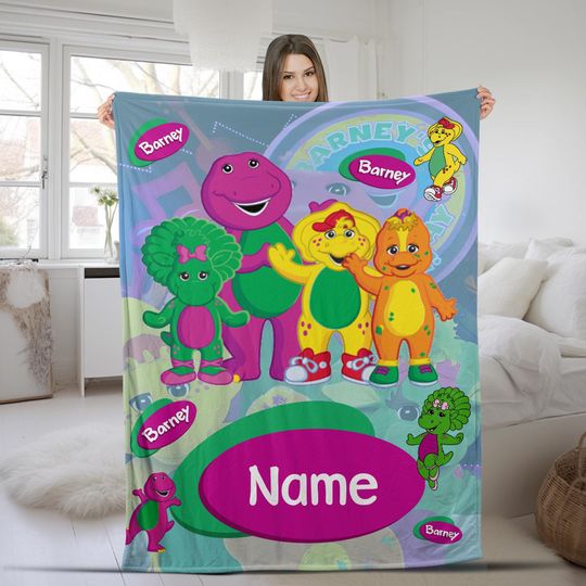 Discover Personalized Barney and Friends Blanket, Custom Barney Kids Tv Show Blanket