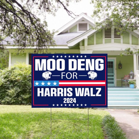 Discover Moo Deng for Harris Walz Yard Sign, Kamala Harris For President 2024 Lawn Sign