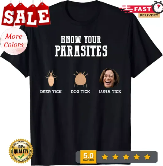 Discover Know Your Parasites Republican Funny Anti Kamala Harris Men T-Shirt
