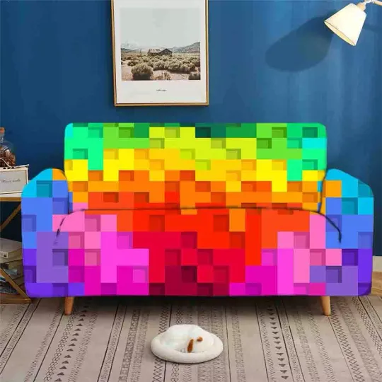 Discover Rubik's Cube Trap Stretch Sofa Cover Lounge Couch Slipcover Recliner Protector