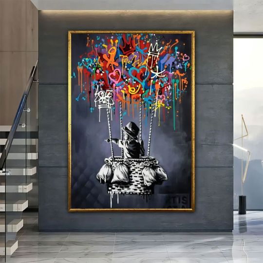 Discover Banksy Balloon Canvas, Balloon Poster, Banksy Art, Wall Art Canvas Design, Ready To Hang Decoration