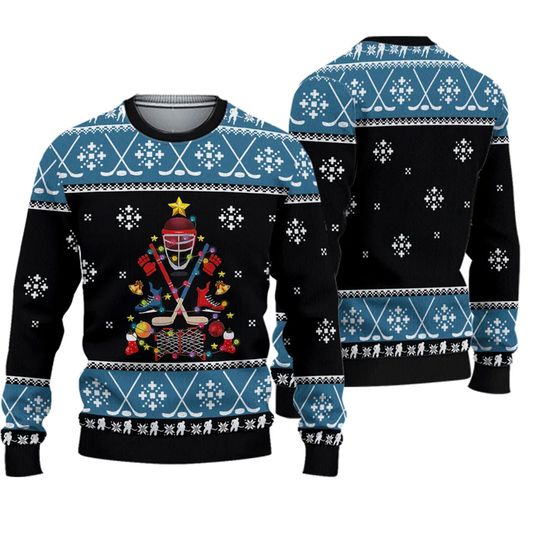 Discover Happy Hockeyday Ugly Christmas Sweater, Hockey Lovers Ugly Christmas Sweater