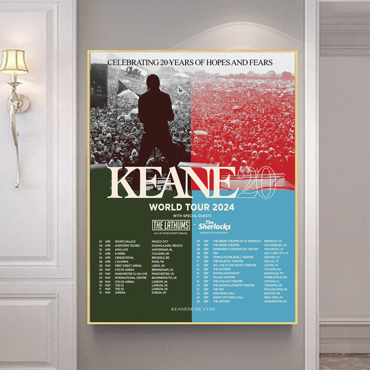 Discover KEANE Celebrating 20 Years of Hopes 2024 World Tour Poster