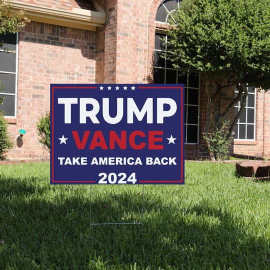 Discover Trump Vance 2024 Yard Sign - Coroplast American Flag Donald Trump