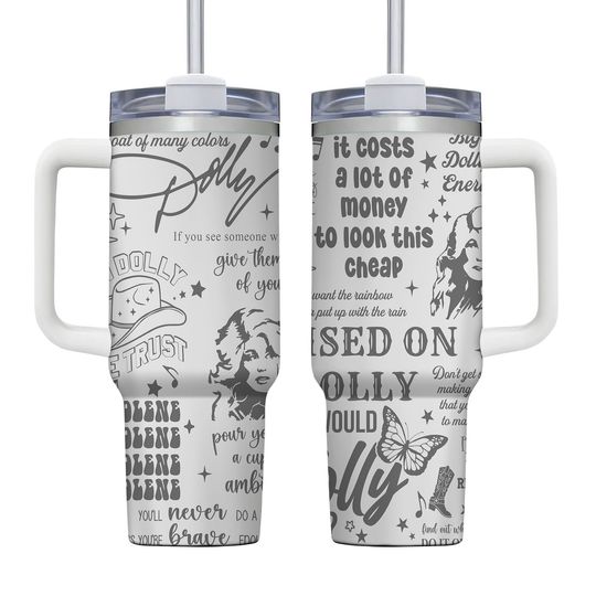 Discover Laser Engraved Dolly 40oz Tumbler with Handle Quencher  Custom Double Wall Insulated Tumbler