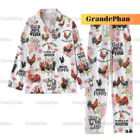Discover Christmas Chicken Rooster Pajamas Set