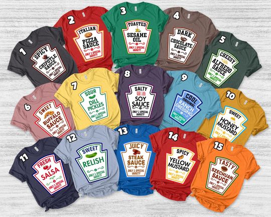 Discover 30+ Group Condiments Shirts, Matching Condiment Halloween Costume Party Shirt, 2024 Halloween Family Costume Tshirt UM2320