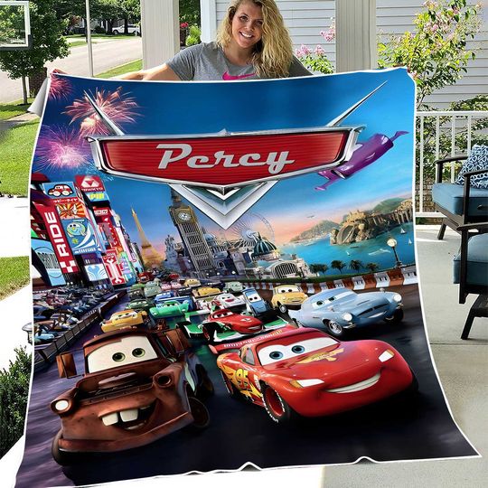 Discover Personalized Car Racer Backpack, Custom Name Animated Car Racing Fleece Blanket