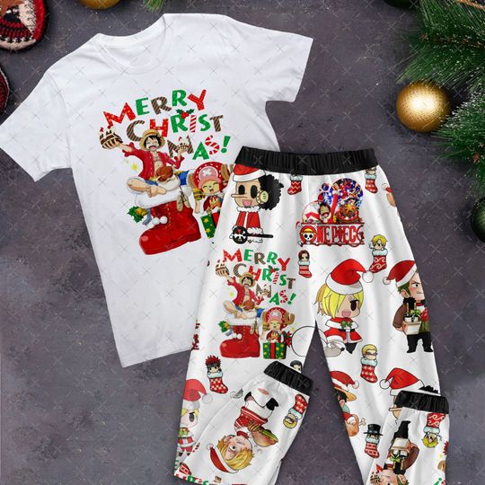Discover One Piece Christmas Pajamas Set, Personalized Family Pajamas, Family Christmas Pajamas Set.