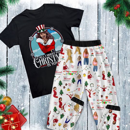 Discover Mariah Carey Pajamas Set, Personalized Family Pajamas, Family Christmas Pajamas Set.