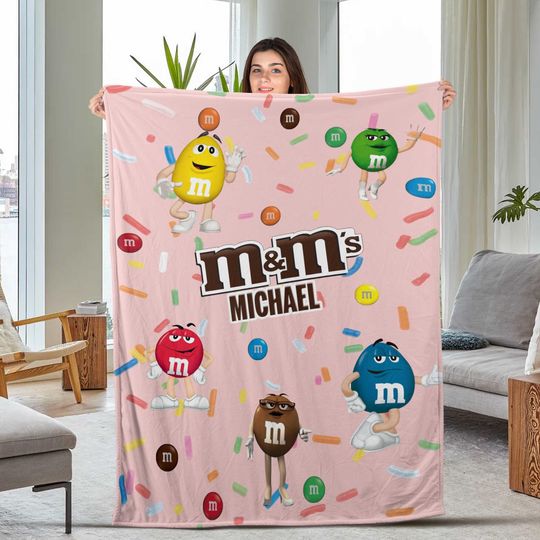 Discover Personalized M And M Blanket, M&M's World Fleece Blanket, M And M Candy Couch Sofa Blanket