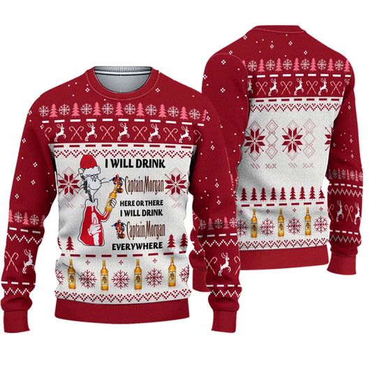 Discover I Will Drink Captain Morgan Everywhere Christmas Ugly Sweater