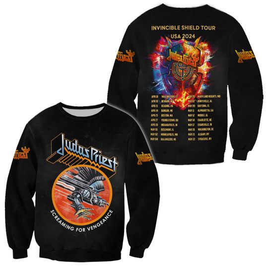 Discover Judas Priest Invincible Shield 2024 Tour 3D Shirt