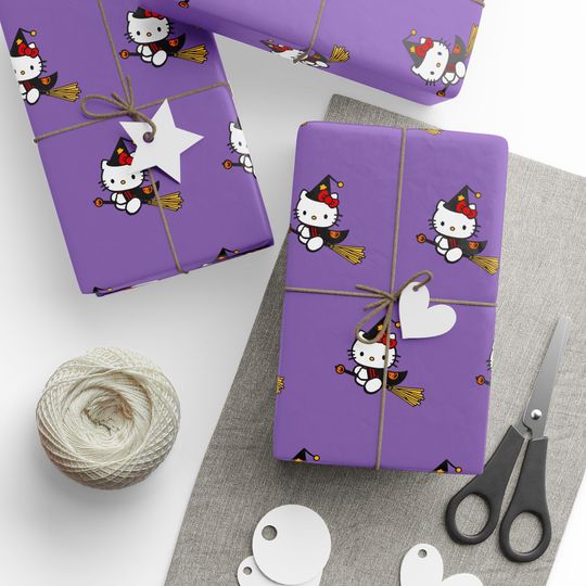 Discover Halloween Kitty Witch Wrapping Papers, Birthday Gifts, Halloween Gifts