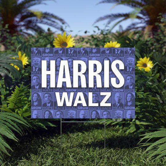 Discover Yard Sign Lawn Decor | Harris-Walz Campaign Hope Hate Heal Grow Obama Trump Biden Kamala