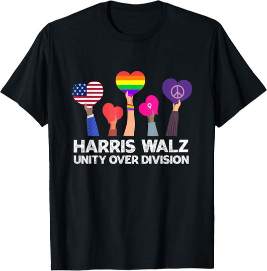 Discover Harris Waltz 2024 Unity Over Division Kamala Harris Tim Walz T-Shirt