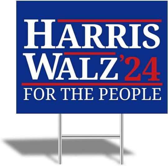 Discover Harris Walz Large Yard Sign 24X18 2024 Double Sided Print with H-Stake