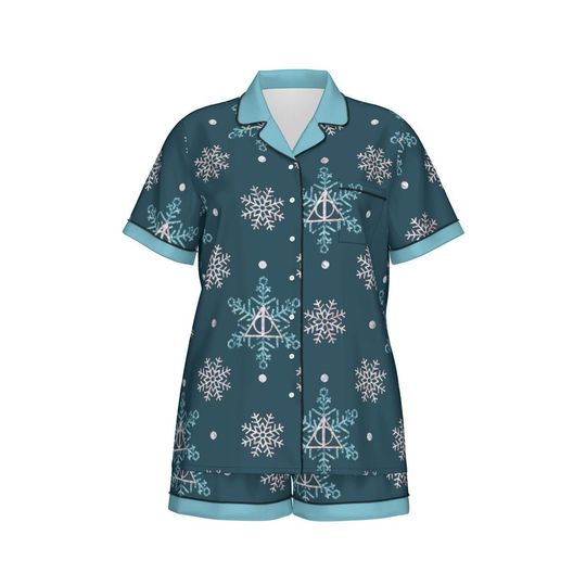 Discover Hallows Holiday Women's Imitation Silk Short Sleeve Pajama Set