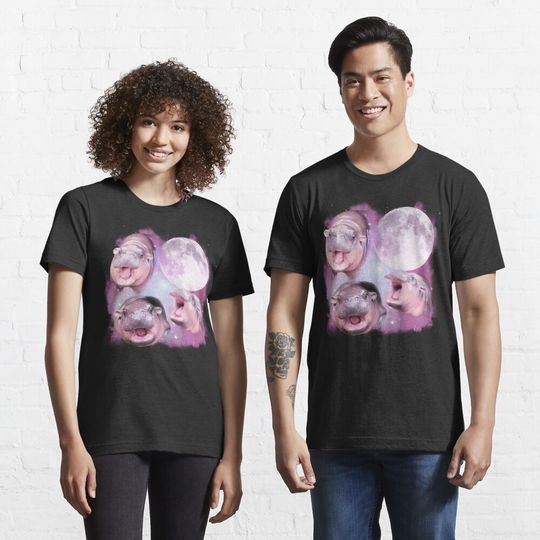 Discover Cute Moo Deng With The Moon Essential T-Shirt