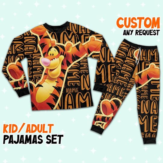 Discover Personalized Name The Tiger Pajamas Set, Cute Cartoon Movie Pjs, Pajamas For Party