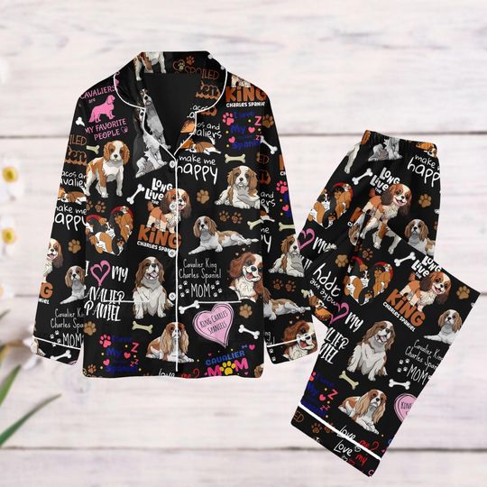 Discover Cavalier King Charles Spaniel Pajamas Set, Cute Cavalier Dog Pajamas