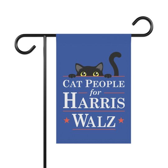 Discover Cat People for Harris Walz Garden Flag | Funny Political Sign for Front Yard | 2024 Election Flag, Democrat | Flag only, no poles included
