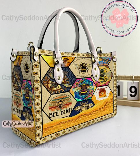 Discover Honey Bee Leather Handbag, Honey Bee Xmas Personalized Woman Handbag