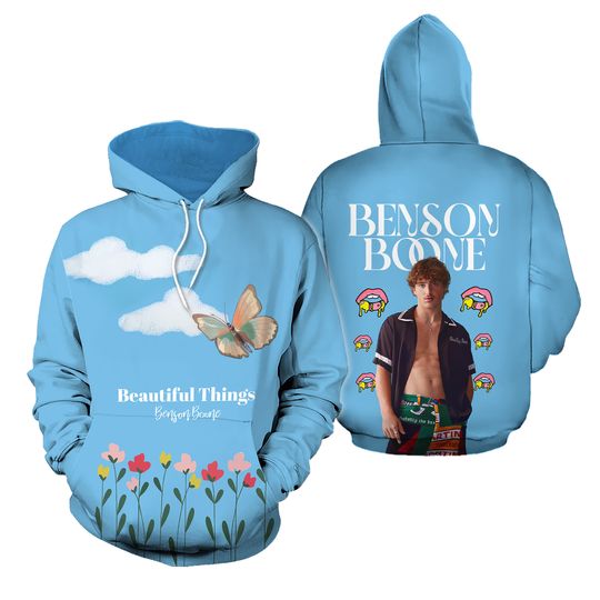 Discover Benson Boone Beautiful Things Blue Hoodie 3D