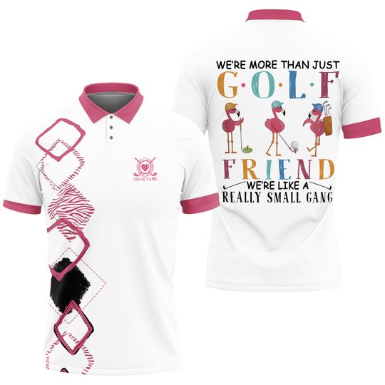 Discover Customize Name More Than Golf Friends Small Gang, Flamingo Golfing Women's Polo Shirt